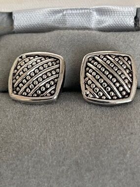 Napier Silver-Tone Textured Square Stud Earrings